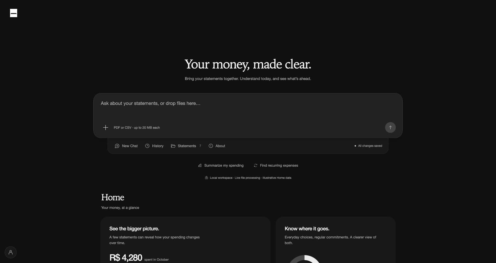 Acetate Studio New Chat workspace for uploading and reviewing financial statements